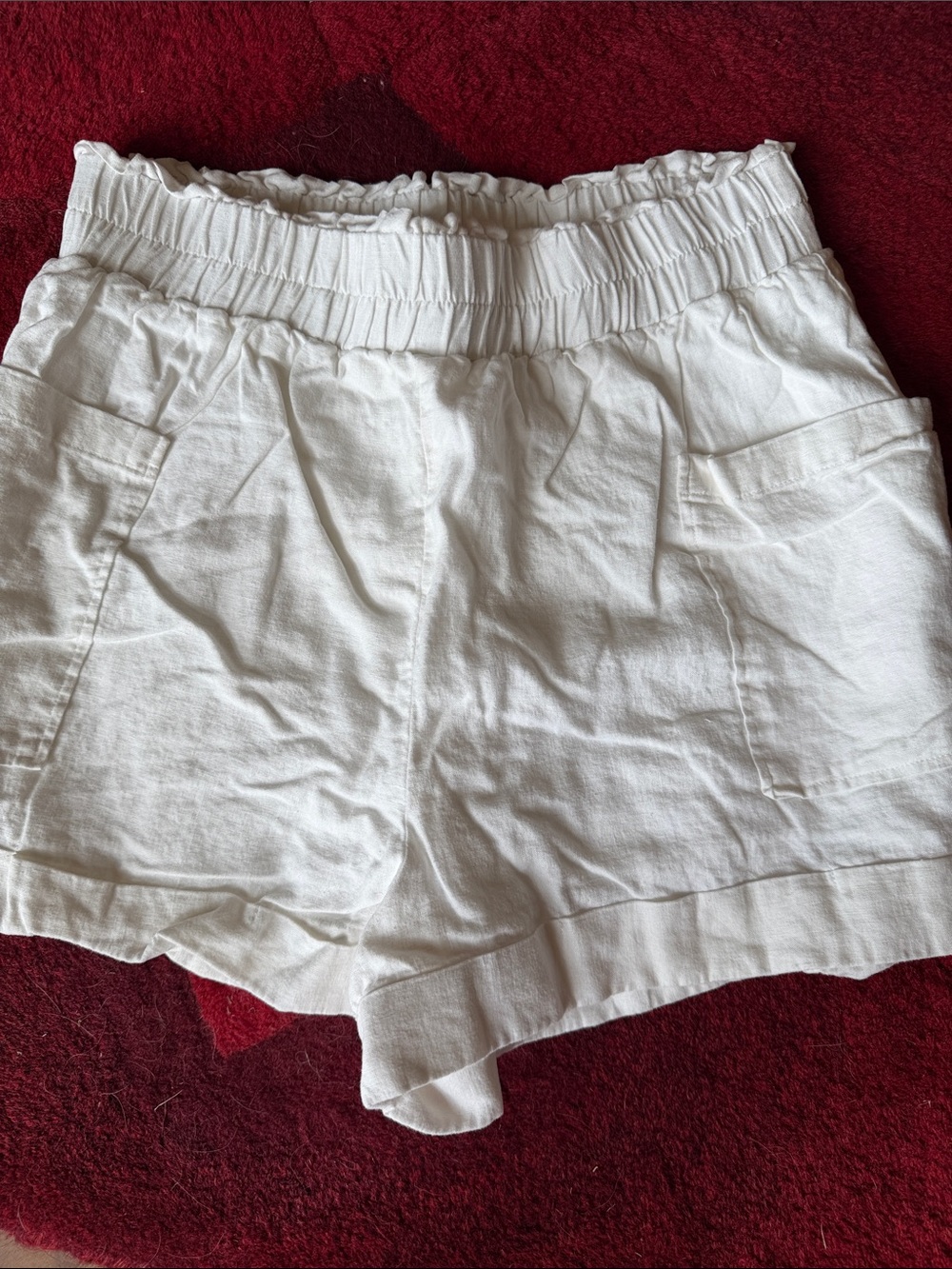 Show Me Your MuMu White High-Waist Linen-Blend Shorts